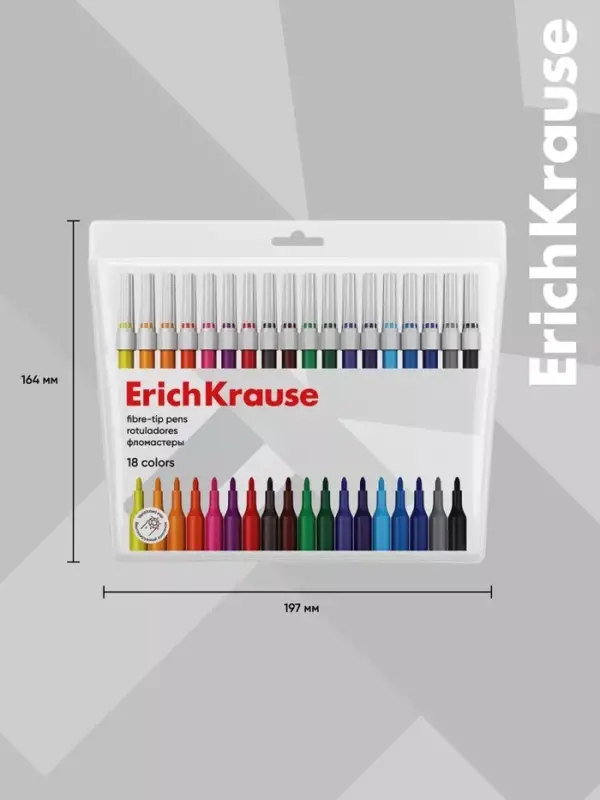 Фломастеры 18 цветов ErichKrause light, в футляре с европодвесом