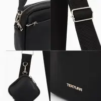 Сумка женская кросс-боди TEXTURA на молнии, 16&times;7&times;17 см, чёрная