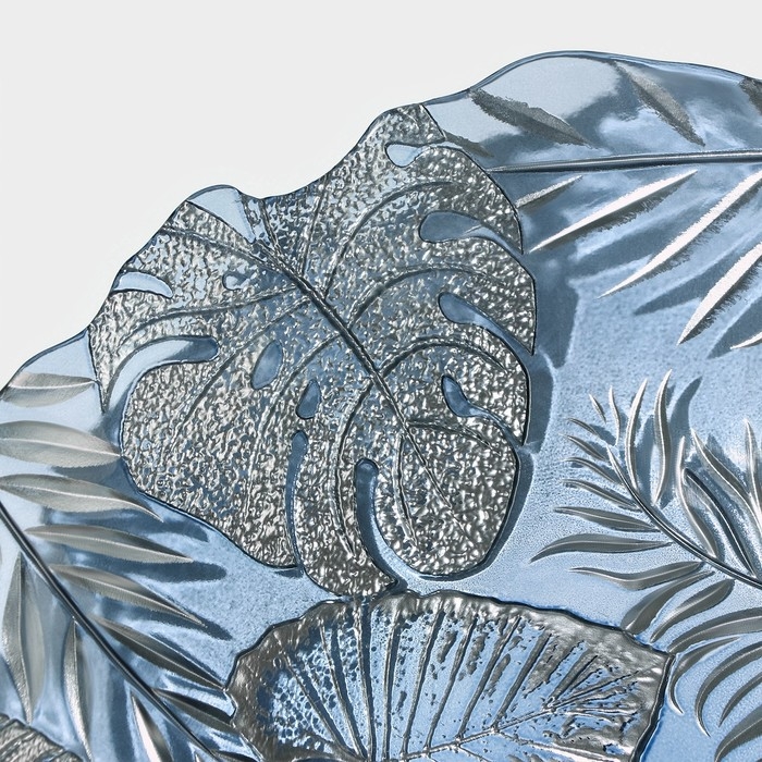 Салатник стеклянный «Арабис», d=33 см, цвет голубой