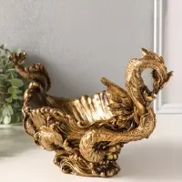 Подставка для мелочей "Девушка с драконом" 20,5х32х17 см, бронза