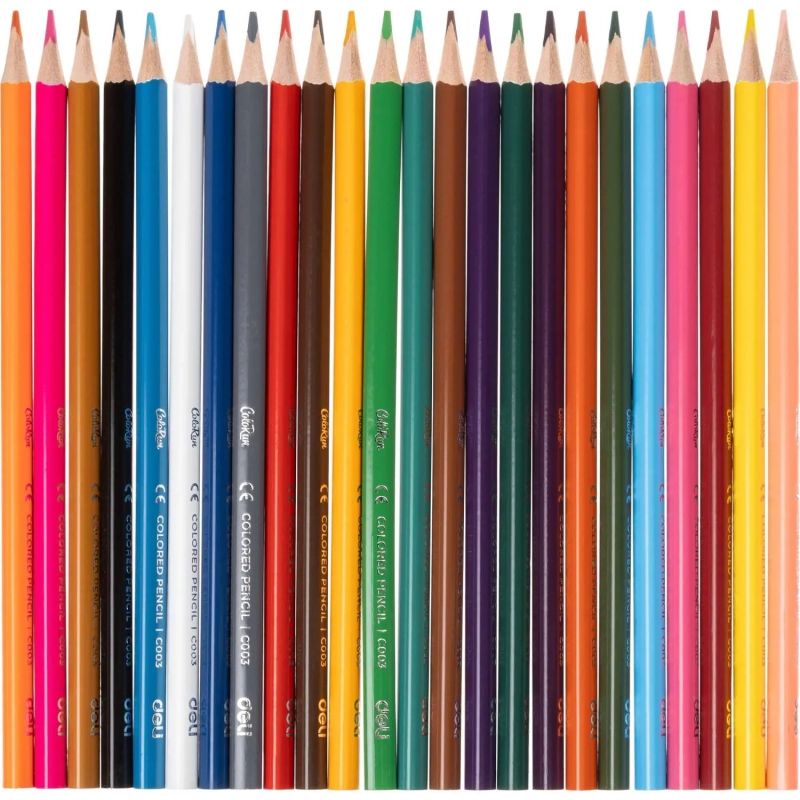 Карандаши цветные Deli EC00327 ColoRun 3-гран. 24цв/наб точилка карт.тубус