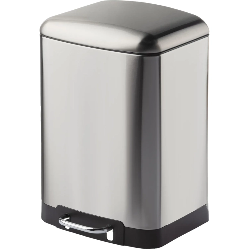 Ведро мусорное с педалью и доводчиком Luscan 12л,матов., прямоуг,нерж сталь