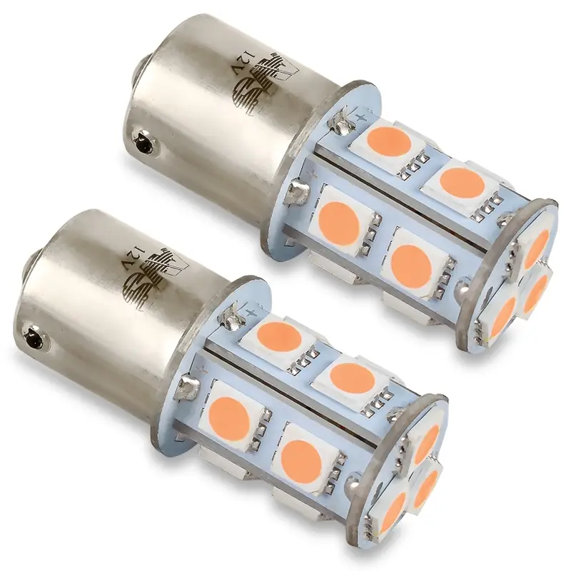 S022A T15/жёлтый/(BA15S) 13SMD 5050 12V 1 contact, коробка 2 шт.