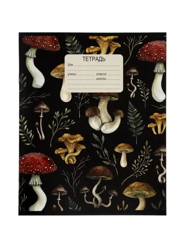 Тетрадь 12 листов в клетку Calligrata &laquo;Грибы&raquo;, блок офсет, 5 В МИКС