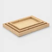 Подносы Доляна, набор 3 шт., 40&times;30 см, 35&times;25 см, 30&times;20 см, дерево, бежевые