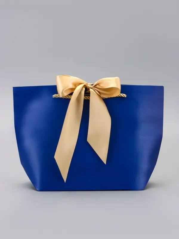Пакет подарочный ламинированный, с лентой &laquo;Синий&raquo;, горизонтальный 19&times;20&times;9 см