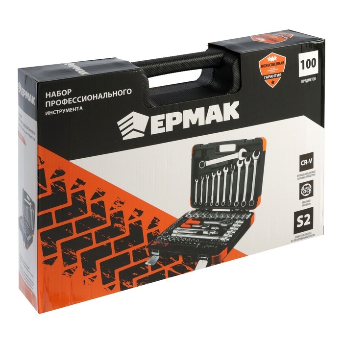 Набор профессионального инструмента ЕРМАК 736-072, CrV и S2, 1/2 Набор профессионального инструмента ЕРМАК 736-072, CrV и S2, 1/2", Superlock, 100 предметов