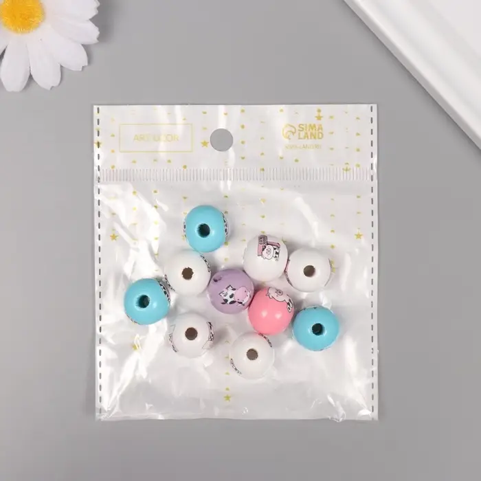 Бусины для творчества дерево "Милые коровки" набор 10 шт 1,6х1,6х1,6 см