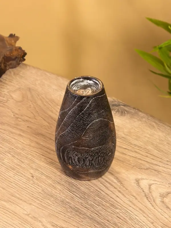 Подсвечник, d=4 см, 8&times;8&times;15 см, дерево джати, тёмно-коричневый