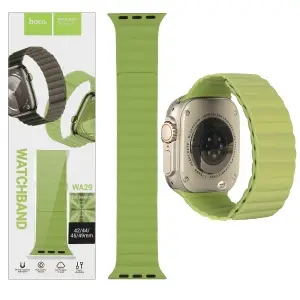 Ремешок для Apl watch 42/44/45/49mm WA29 magnetic silicone strap Pine flower green/grass green HOCO