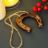 Ёлочная игрушка, подвеска &laquo;Подкова, любви, счастья, богатства&raquo;, керамика, 7&times;7.6 см