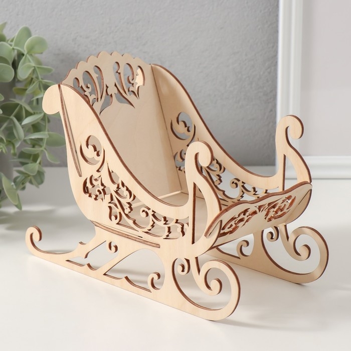 Шкатулка-сани  Шкатулка-сани "Узорчатые санки" 21х9х16,5 см (набор 5 деталей)