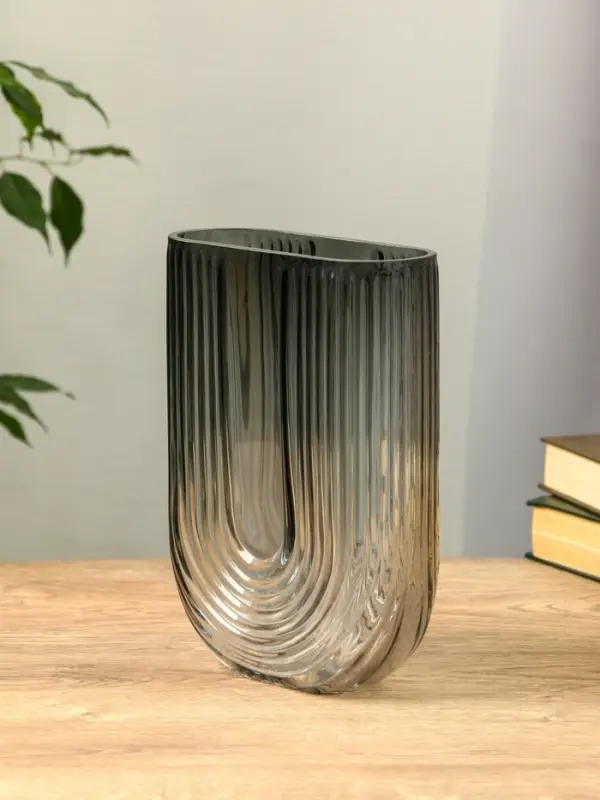 Ваза стекло настольная  Ваза стекло настольная "Айрис" 23,5х17х7 см, серый