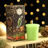 Свеча ароматическая &laquo;Счастливого Нового года&raquo;, 4&times;6 см, пряное яблоко, в коробке