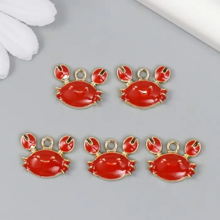 Декор для творчества металл, эмаль "Крабик" 1,4х1,7 см