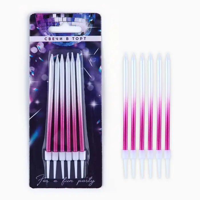 Свечи для торта Make a wish, 6 шт., 13&times;0.5 см