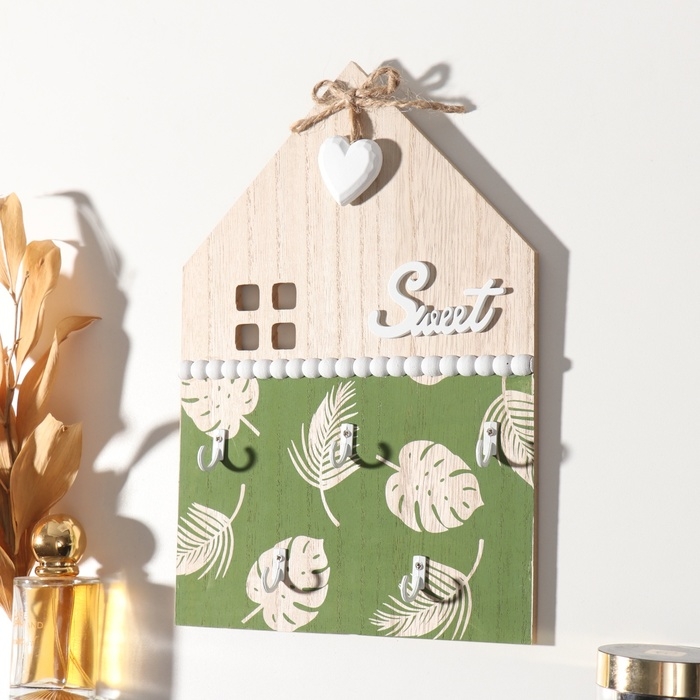 Крючки декоративные дерево Крючки декоративные дерево "Пальмовые листья. Дом" 2,5х20,2х28,8 см