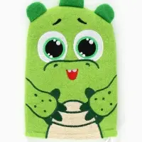 Мочалка детская для купания &laquo;Крокодильчик Кроки&raquo;, варежка, из махры, ЦЫП-ЦЫП