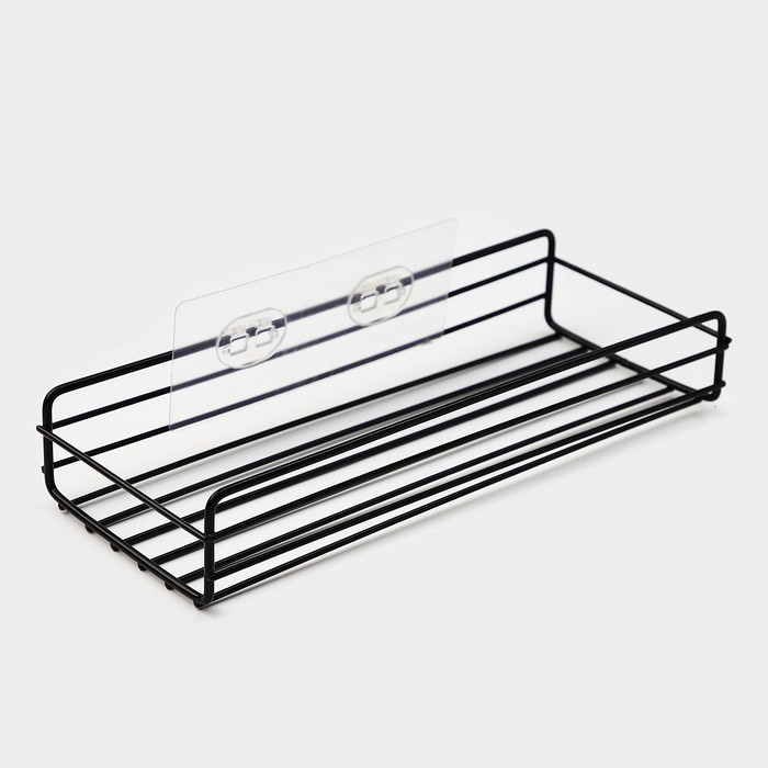 Полка на липучке Доляна, 26,5×11×5 см, цвет чёрный Полка на липучке Доляна, 26,5×11×5 см, цвет чёрный