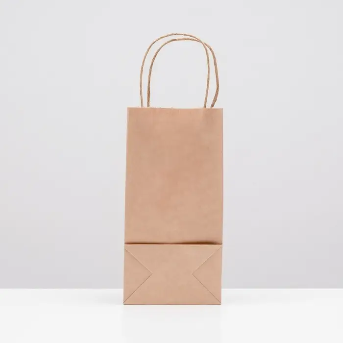 Пакет крафт без печати, круглая ручка 12×8×24 см Пакет крафт без печати, круглая ручка 12×8×24 см