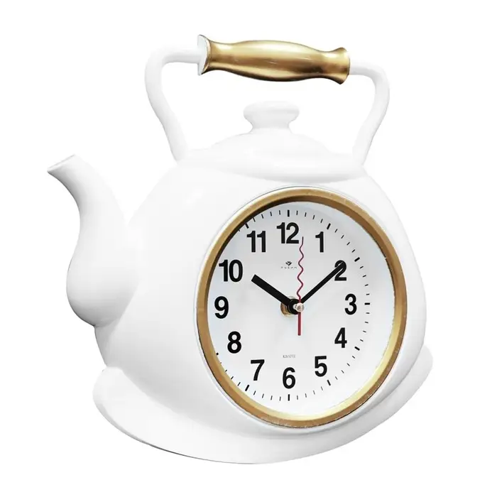 Часы настенные интерьерные &laquo;Чайник&raquo;, для кухни, бесшумные, плавный ход, 27&times;28.5 см, белые, от батарейки 1&times;АА