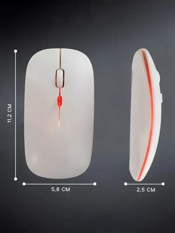 Мышь MB-2.4 беспроводная, оптическая, подсветка, 800-1600 dpi, USB, Bluetooth, белая