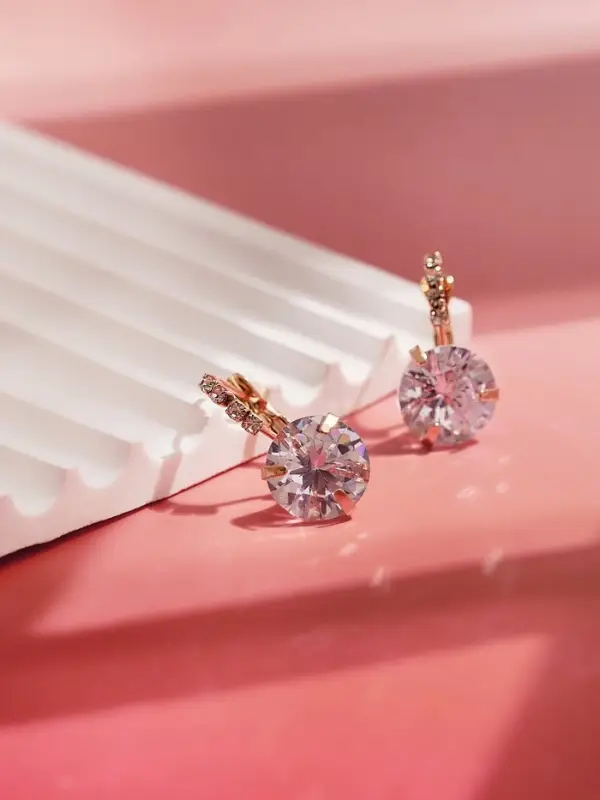 Серьги со стразами &laquo;Циркония&raquo; мини, круг, белые в золоте