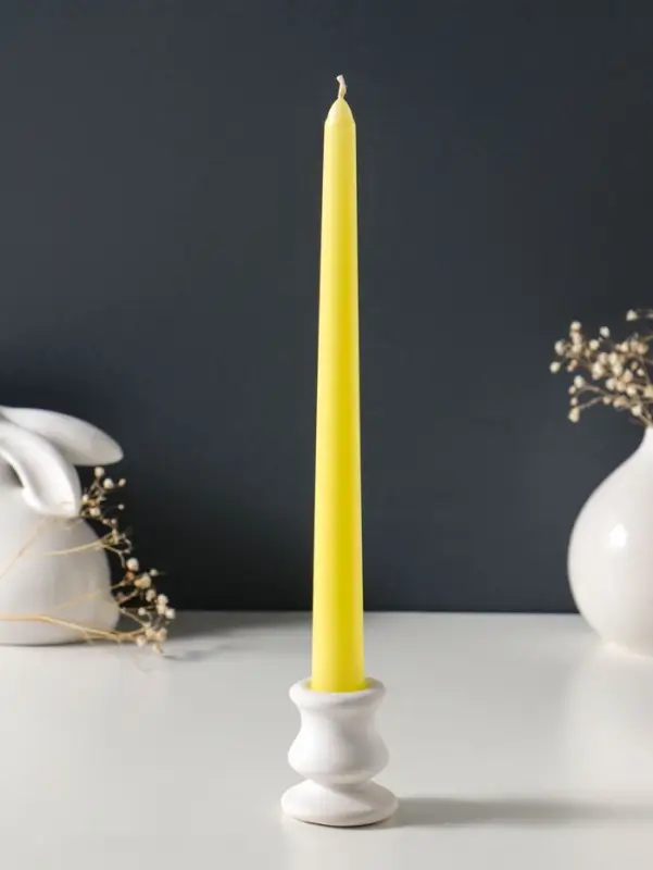 Набор свечей античных 25 см, 3 шт., 58 г, 7 ч, пастельно-жёлтый