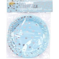 Набор тарелок бум Горошек серебрян 17см 6шт/уп,1502-2874