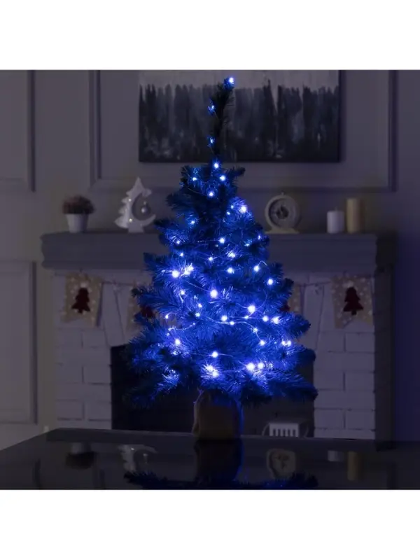 Гирлянда &laquo;Нить&raquo; 10 м, роса, IP20, серебристая нить, 100 LED, пульт ДУ, свечение RGB, USB