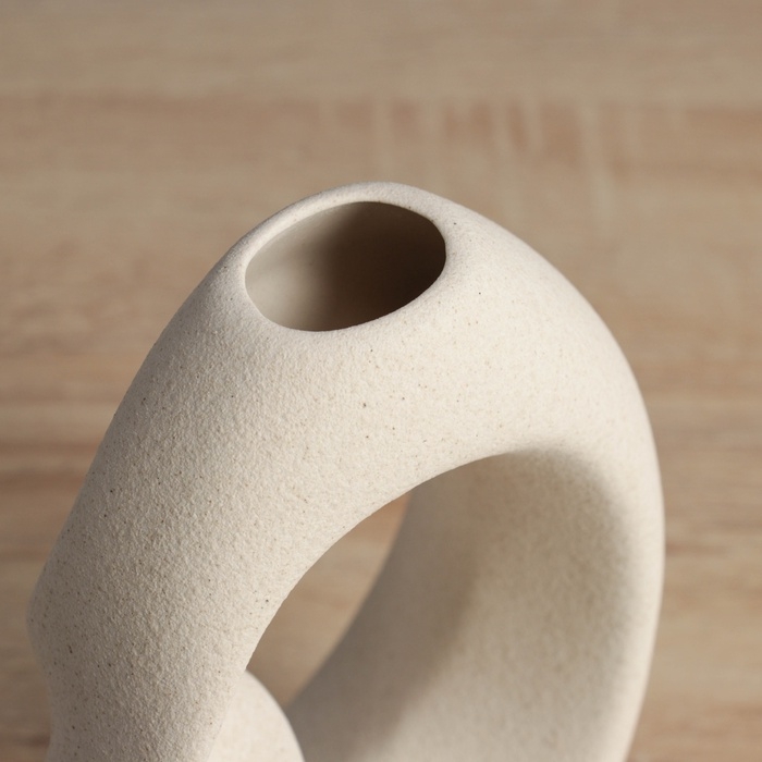 Керамическая ваза декоративная настольная «Закари», для цветов, сухоцветов, d-3 см, 21×14 см, бежевый Керамическая ваза декоративная настольная «Закари», для цветов, сухоцветов, d-3 см, 21×14 см, бежевый