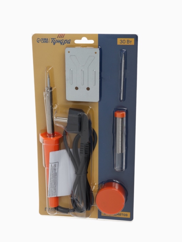 Паяльный набор ТУНДРА, паяльник 30 Вт, подставка, жало, паста, припой, 5 предметов Паяльный набор ТУНДРА, паяльник 30 Вт, подставка, жало, паста, припой, 5 предметов