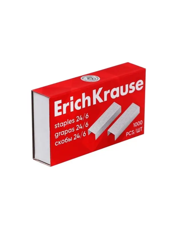 Скобы металлические № 24/6 ErichKrause для степлера, заточенные, с усиленной пробивной способностью, 1000 штук