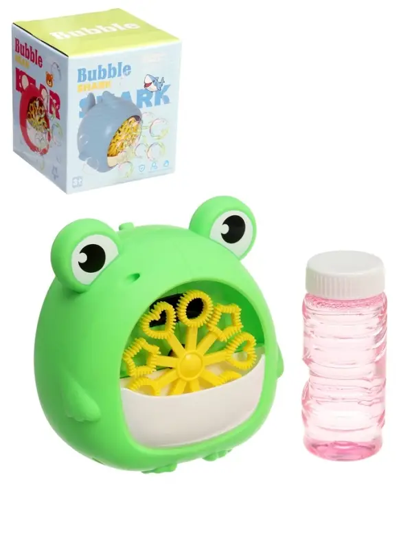 Генератор мыльных пузырей "Лягушка", работает от батареек, цвет зелёный