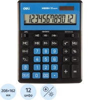 Калькулятор настольный Deli полноразм. EM888A, 12-ти разряд., голубой/черн
