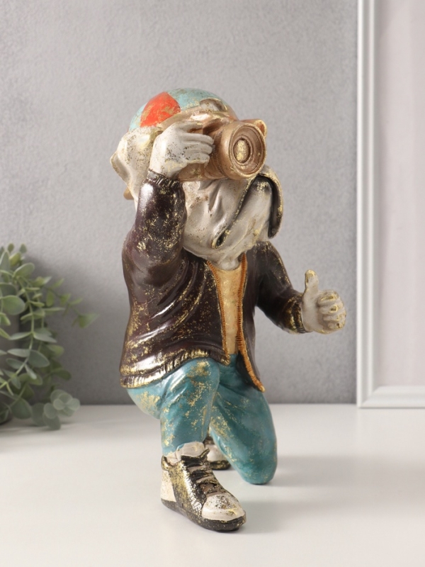 Сувенир полистоун "Бульдог с фотоаппаратом" 17,5х16х29 см