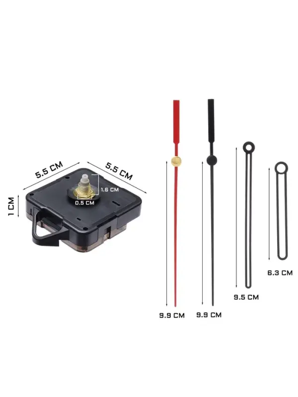 Часовой механизм со стрелками &laquo;Соломон-36&raquo;, плавный ход, шток 16 мм, стрелки 62/92/98 мм