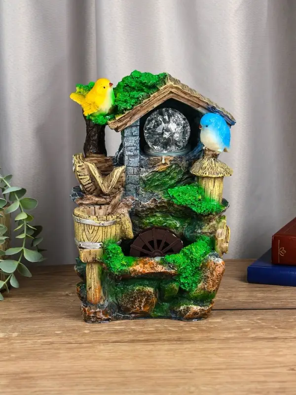 Фонтан "Птички на крыше" 24х15х12 см (с подсветкой)