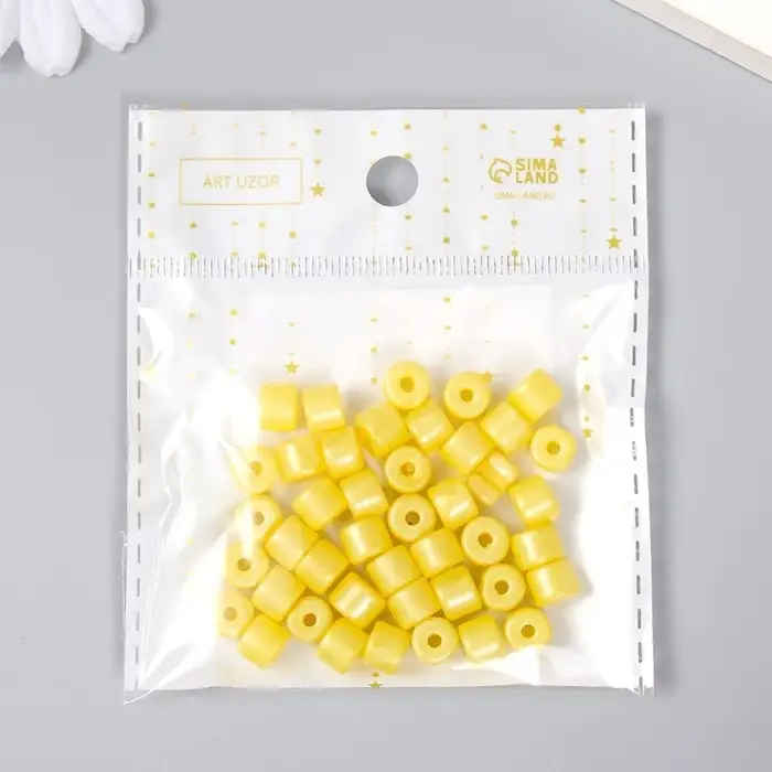 Бусины для творчества пластик цилиндр "Лимон" набор 20 гр 0,6х0,6х0,5 см
