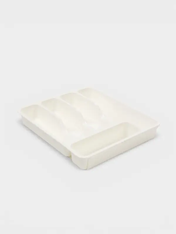 Лоток для столовых приборов раздвижной Виолет, 5 секций, пластик, 33&times;29.5&times;5.3 см, белый