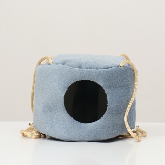 Подвесной дом для грызунов круглый, мебельная ткань, флис, 15 х 10 см, голубой Подвесной дом для грызунов круглый, мебельная ткань, флис, 15 х 10 см, голубой