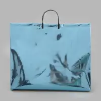 Пакет подарочный ПВХ, голография, голубой, пластиковая ручка, 50&times;42&times;12 см