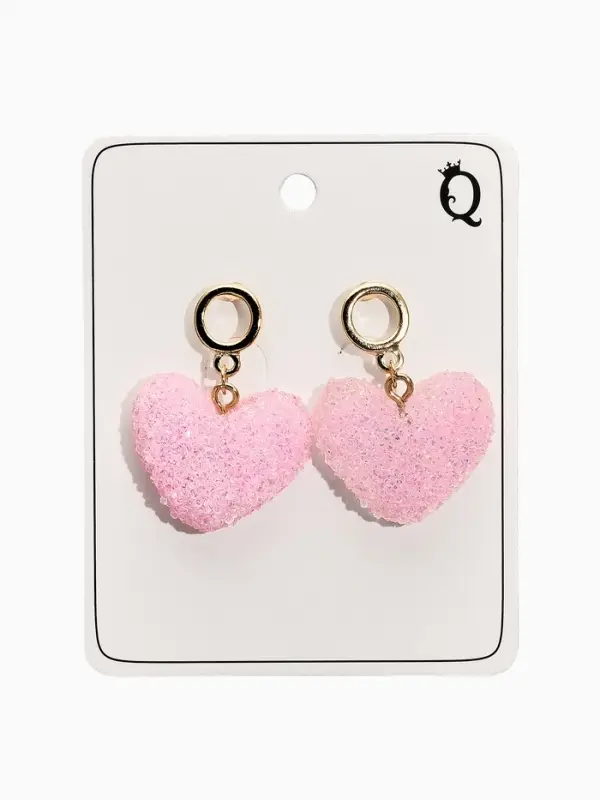 Серьги Серьги "Сердце сахарное", цвет розовый в золоте
