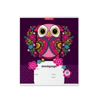 Тетрадь 18 листов в клетку, ErichKrause Flower Owl, обложка мелованный картон, с принтом