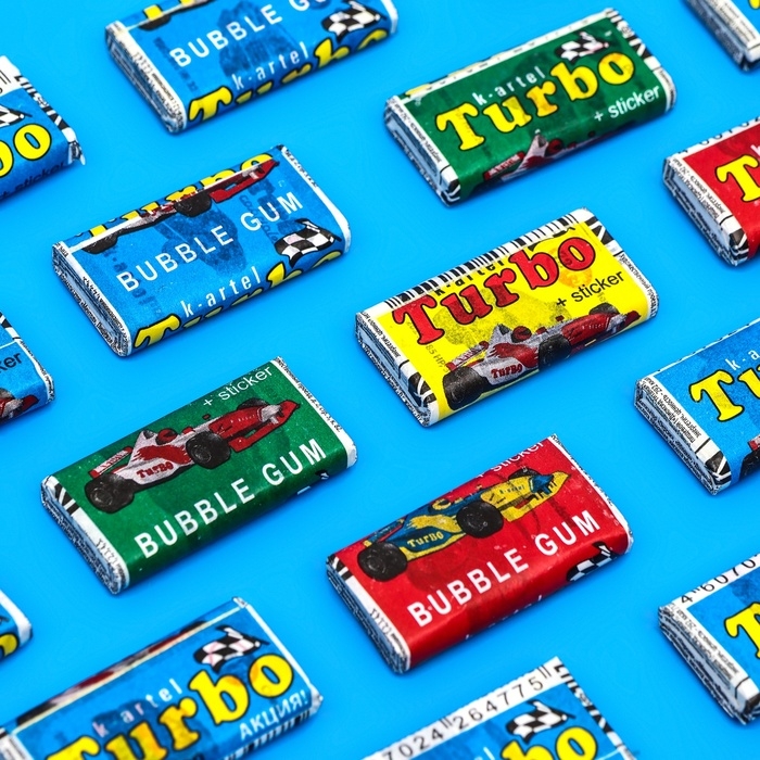 Жевательная резинка Turbosport racing, со вкусом дыни, арбуза, яблока, персика, 20 шт по 4,5 г Жевательная резинка Turbosport racing, со вкусом дыни, арбуза, яблока, персика, 20 шт по 4,5 г