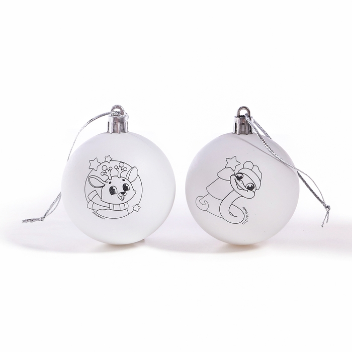 Ёлочные шары под раскраску на новый год «Змея», d = 5,5 см, новогодний набор для творчества Ёлочные шары под раскраску на новый год «Змея», d = 5,5 см, новогодний набор для творчества