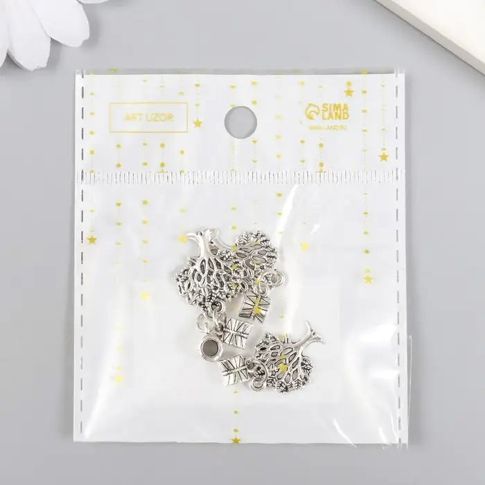 Бейл с подвеской металл для творчества "Дерево" серебро 3,4 см