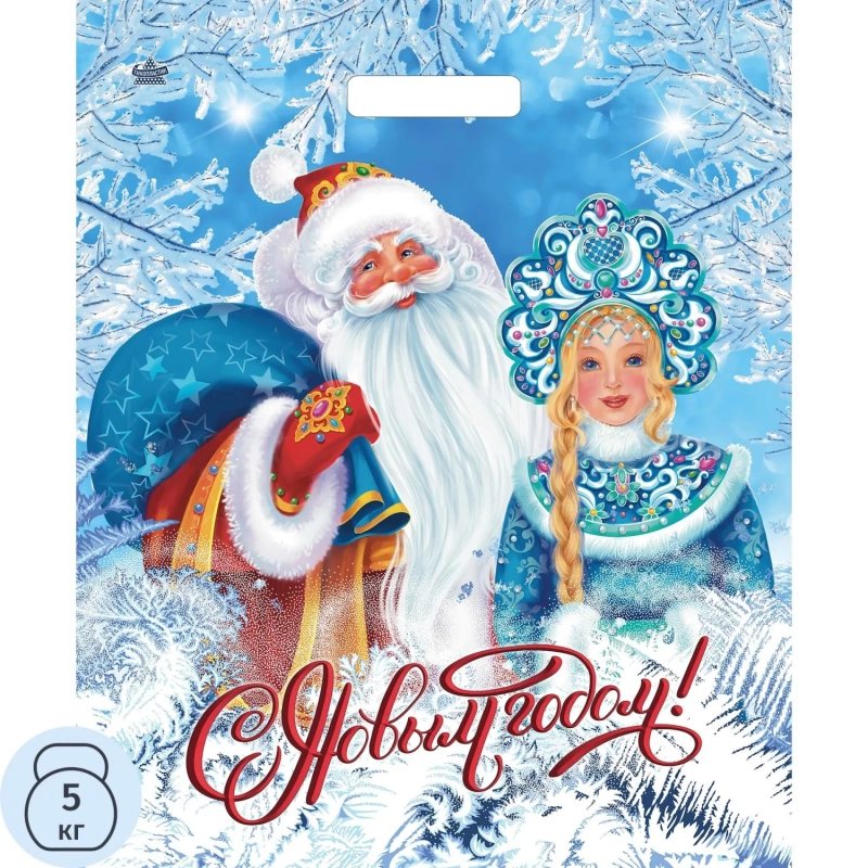 Пакет подарочный пластиковый Д/мороз и сн. 45х38 НГ арт.н00223916