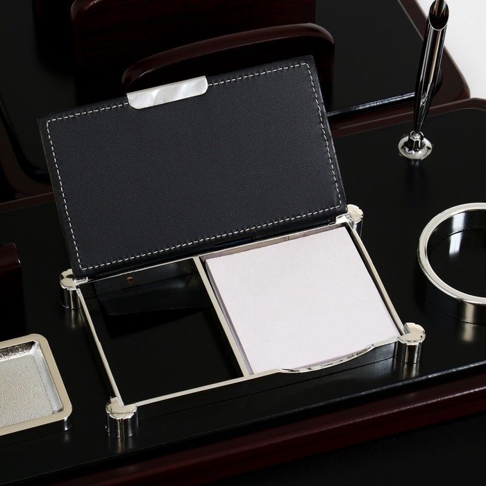 Набор настольный 6в1 (каранд-ца,подст д/ручек,визит-ца,лоток,подст,блок д/бумаг)