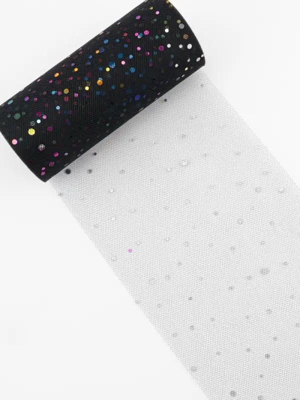 Фатин с разноцветными блёстками, 15 см, 23&plusmn;1 м, 11&plusmn;1 г/м&sup2;, чёрный №40